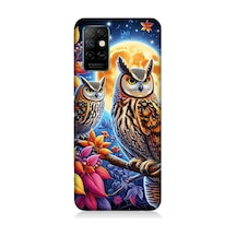 İnfinix Note 8i Uyumlu Dallarda Bilge Baykuşlar Desenli Silikon Kılıf Çok Renkli
