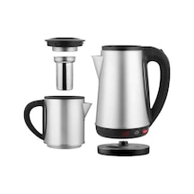Crown Crw-2201 1800w 1.8 - 0.8 Litre Çelik Hazneli Çaycı Mutfak Kettle Demlikli Ve Süzgeçli Inox Gümüş