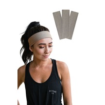 3lü Saç Bandı Pamuk Kadın Bandana Likra Spor Kafa Bandı S. Kahve