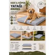 Kedi Köpek Yatağı Süngerli Fermuarlı Yıkanabilir Kılıflı Evcil Hayvan Minderi 60x70x6 Cm-gri