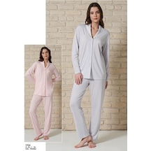 Pijadore 1704 Önden Düğmeli Uzun Kol Pijama Takım 001