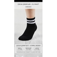 Km Collections 6'lı Çocuk Tenis Çorabı Siyah