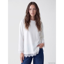 Lcw Modest Beyaz Soft Touch Kadın Sweatshirt Tunik