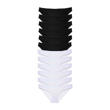 12 Adet Eko Set Likralı Kadın Slip Külot Siyah Beyaz Çok Renkli