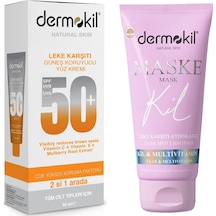 Dermokil Leke Karşıtı Koruyucu Yüz Güneş Kremi SPF50+ 50 ML + Aydınlatıcı Kil Maskesi 75 ML