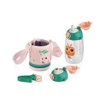 2041 700ml Kılıflı Iki Ayrı Kapaklı Pipetli/pipetsiz Taşıma Askılı Tritan Çocuk Su Matarası 6955482320433 Diğer