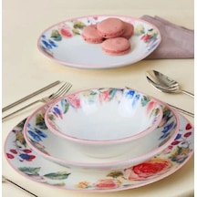 Miss Betty Rose Deluxe 24 Parça 6 Kişilik Porselen Yemek Takımı 16895-17 Çok Renkli