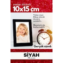 Gerçek Camlı 21lik Düz 10 X 15 Siyah Fotoğraf Resim Çerçevesi Ayaklı Arkalık Veya Duvara Asma