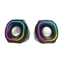 Mikado Md-180 2.0 3w-2 Siyah Rgb Aydınlatmalı Usb + 3.5mm Usb 5v Speaker Hoparlör