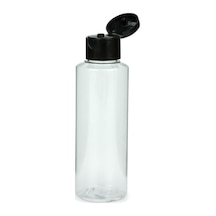 100 Adet - 100ml Plastik Şeffaf Küt Boyunlu Şişe, Boş Açmalı Siyah Kapaklı Pet Şişe