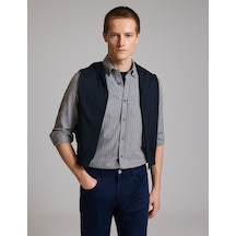 Pierre Cardin Gri Yünlü Customize Fit Düğmeli Yaka Gömlek 50331744-vr024