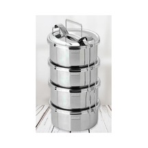 Isıtılabilir Çelik Sefer Tası 4 Litre Paslanmaz 5-6 Kişilk 4 Kap Sefertası Yemek Taşıma Kabı 17x22cm 0