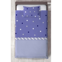 Mekta Home Bebek Ve Çocuk Odası Yıldızlı Ve Halat Desenli Yatak Örtüsü Renkli