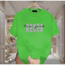 Kozia Outdoors Malkoçbey Newyork Broklıyn Baskılı Overisze Unisex Basic T-shirt Benetton Yesil