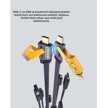 Techmrt Hızlı Şarj Destekli 65w Örgülü Usb-c Ve Usb-a Çoklu Şarj Kablosu