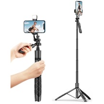 Cbtx L16 Tripod Stand Kamera Gimbal Stabilizatör Kablosuz Bluetooth Uzaktan Kumanda 34-153cm Uzatılabilir Selfie Stick Telefon Klip Tutucu Bir Dolgu Işığı