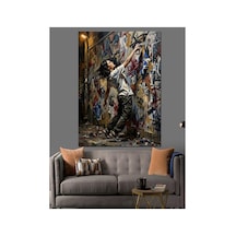 Graffiti Yapan Sokak Sanatçısı Yağlı Boya Dokulu Kanvas Tablo Canvas Tablosu