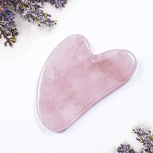 Pembe Kuvars Gua Sha Kalp Şekli Masaj Taşı