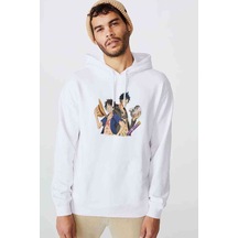 Anime One Piece Baskılı Beyaz Erkek Örme Kapşonlu Sweatshirt (531040473)