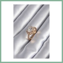 Bşkvirgo Pirinç Gold Renk Zirkon Taşlı Kalp Charm Model Kadın Yüzük Bsk2026 13592694