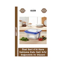 Özel Seri 4'lü Kare Saklama Kabı Seti Sıfır Dağınıklık Ev Düzeni Çok Renkli