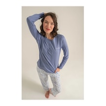 Angbutik Pierre Cardin Pc9270-s Kadın Uzun Kollu Pijama Takımı mavi