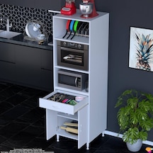 Modilayn Ennet 60x194.6x48 Cm Fırın / Mikrodalga Dolabı 1 Çekmece, 2 Kapaklı. Mutfağınıza Yer Açın Beyaz
