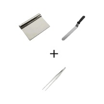 Pasta Sıvama Spatulası + Çelik Spatula Hamur Kazıyıcı+ Masterchef Cımbız 3 Lü Set Çelik Siyah Diğer