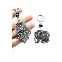 Nazar Boncuğu Metal Fatıma/hamse Eli Fil Anahtarlık/araba Dikiz A