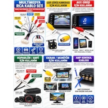 Araç Multimedya Rca Kablo Demeti Aux Vıdeo Out Cvbs In Amfi Subwoofer