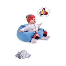 Oyuncaklı Bebek Oturma Destek Minderi - Devrilmez Bebek Koltuğu - Büyük Bebek Oturağı Mavi