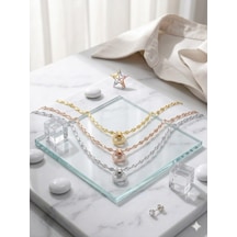 925 Ayar Gümüş Kalemli İtalyan Ezme Zincir Kelepçe Halka Kolye.rose.gold.rodaj Gümüş
