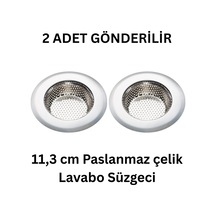2 Adet Büyük Boy Paslanmaz Çelik Lavabo Süzgeci 11.3 Cm Paslanmaz Çelik Diğer