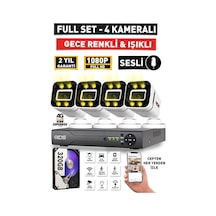 Sesli - 4 Kameralı Fullhd Gece Renkli Ve Işıklı Güvenlik Kamerası - Kamera Seti 320gb Disk