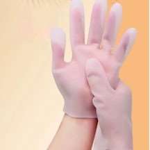 Silikon Yumuşak Spa Nemlendirici Eldiven Bakım Eldiveni 1 Çift Pembe