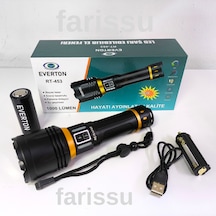 Rt-453 50w 1000 Lumen 4800 Mah 1-1,5 Km Menzilli Sarjli El Feneri Siyah