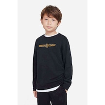 Tshirthane Mortal Kombat 11 Logo Baskılı Unisex Çocuk Siyah Sweatshirt Siyah