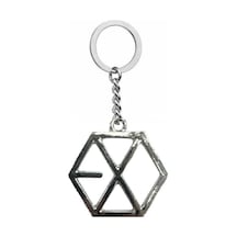 Exo Logolu Metal Anahtarlık Gümüş Renk Unisex K-pop Fan Aksesuarı