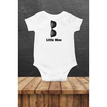 Hediyenza Little Man Özel Tasarım Bebek Zıbın Pamuklu Çıtçıtlı Body Beyaz