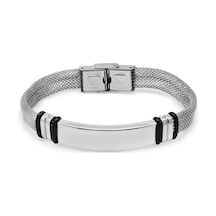 Kişiye Özel İsim Yazılı Silver Renk Çelik Erkek Hasır Bileklik