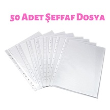 Şeffaf Dosya Delikli A4 Dosya Poşet Dosya 50 Li Paket