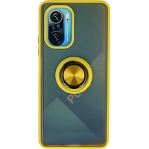 Xiaomi Redmi K40 Kılıf Montreal Yüzüklü Silikon Kapak - Sarı -