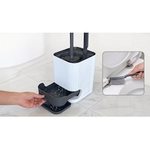 Çift Fırçalı Wc Fırçası Seti, Temizleme Çekmeceli, Duvara Asılabilir, Delme Gerektirmez Beyaz - Çok Renkli