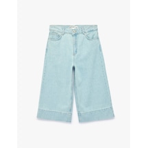 Koton Pamuklu Paça Detaylı Rahat Kalıp Denim Bermuda Jort Açık İndigo 6sal40311md