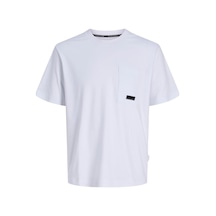 Jack & Jones Jcofusıon Cepli Logo Detaylı Bisiklet Yaka Erkek T-shirt Beyaz