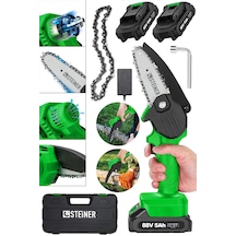 Steiner 88V 5Ah Çift Akülü Çantalı Dal Kesme Budama Testeresi Bıçkı Makinesi Yeşil + Zincir