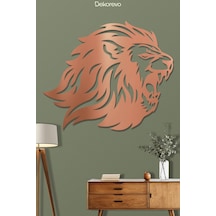 Yırtıcı Aslan Metal Duvar Tablosu - Metal Duvar Sanatı - Bronz - 30 X 30 Cm