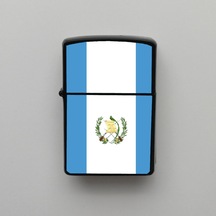 Guatemala Klasik Ülke Bayraklı - Benzinli Siyah Çakmak - Hediyelik Siyah