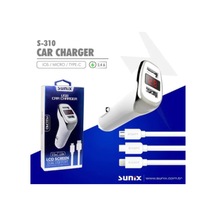 Sunix S-310 Ios Dijital Ekran Araç Şarz 2.4 Amp