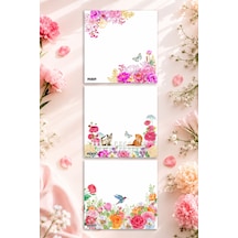 Çiçek Bloknot - 9 9 Cm Ebat- 50 Yaprak - Notepad - Memopad - Çizgisiz Not Kağıdı- To Do List - 3549